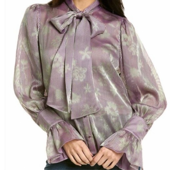 BNWOT $498 ALEXIS Tonal Floral FRANCISCA Blouse Lilac Sheen - Picture 3 of 16